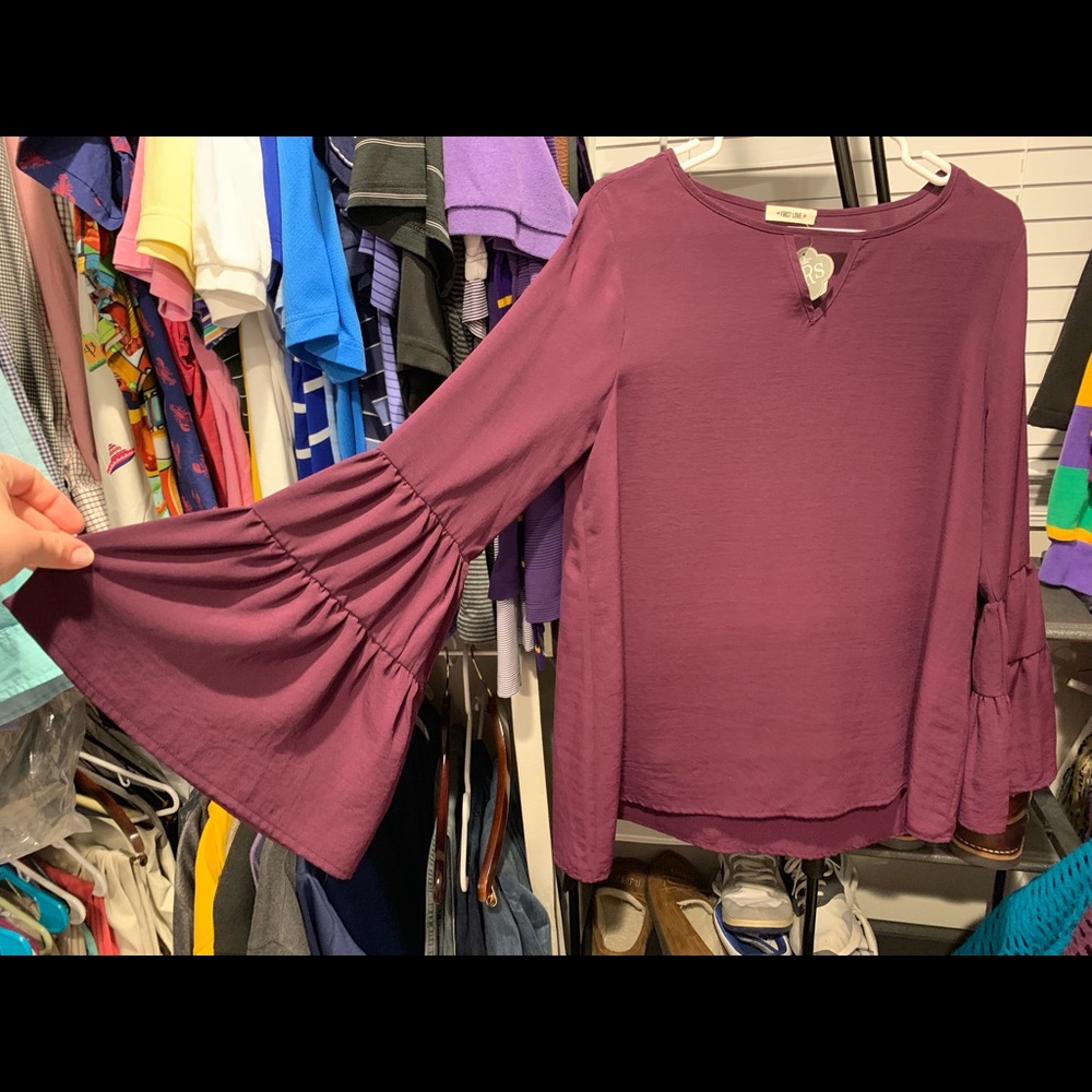 First Love Purple Bell Sleeve Swing Top